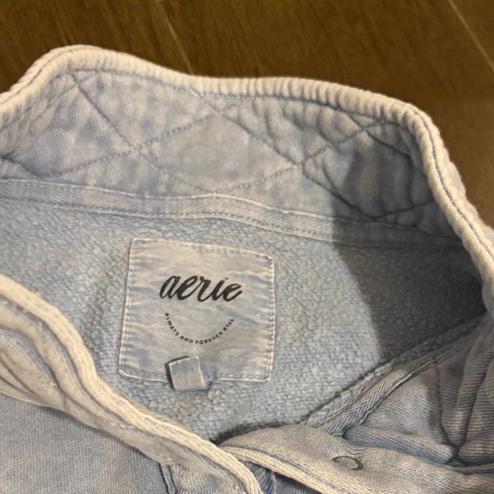 Aerie Women's Light Blue Zip Up Sweater - Picture 2 of 2